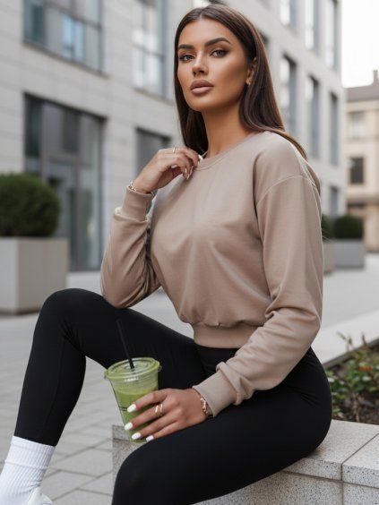 Bézs női basicbasic pulóver CASUALVIBE (Méret S)