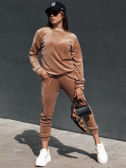 Világosbarna velúr tréningruha szett URBANVELVET