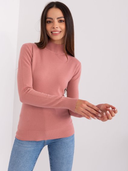 Rózsaszín garbós pulóver