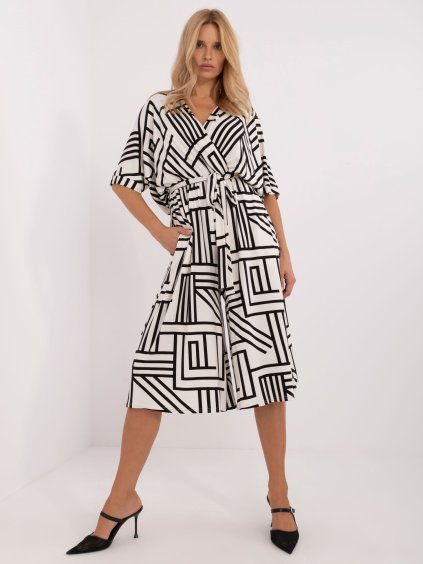 Ekrü női overáloverál fekete mintákkal