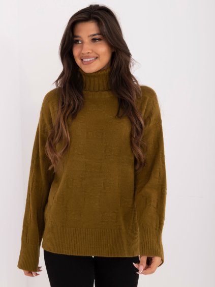 Olíva színű mintás garbó