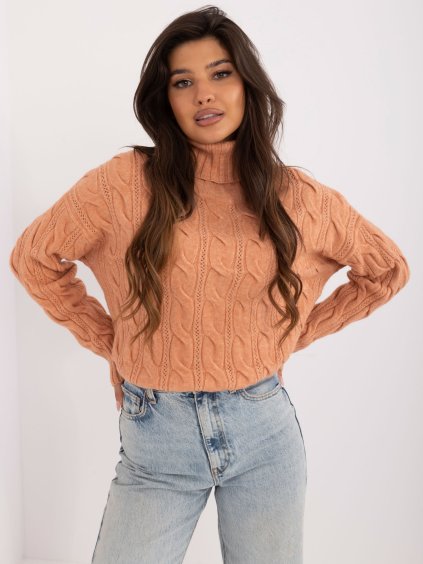 Világos narancssárga fonott mintás garbó