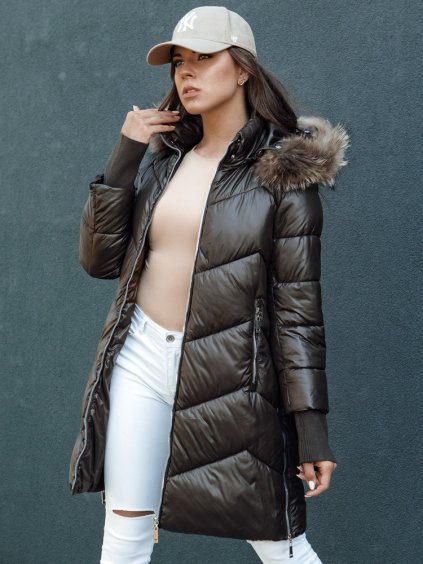 Sötétbarna hosszabb steppelt kabát LAGOON