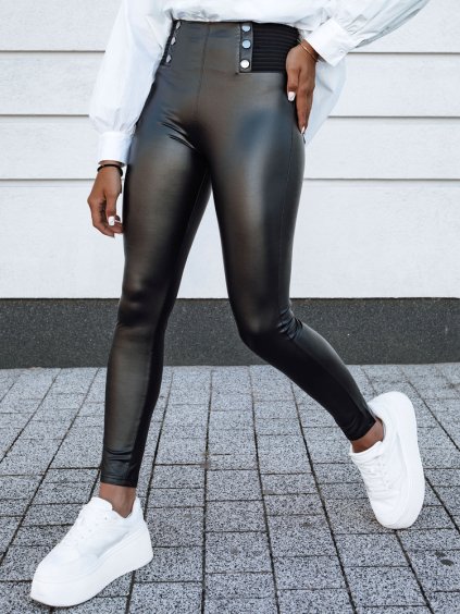 Fekete műbőr nadrág TARMZ magas derékkal