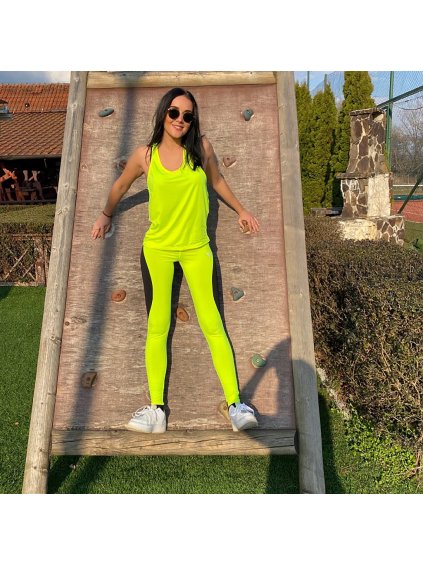 Női funkcionális neonzöld leggings