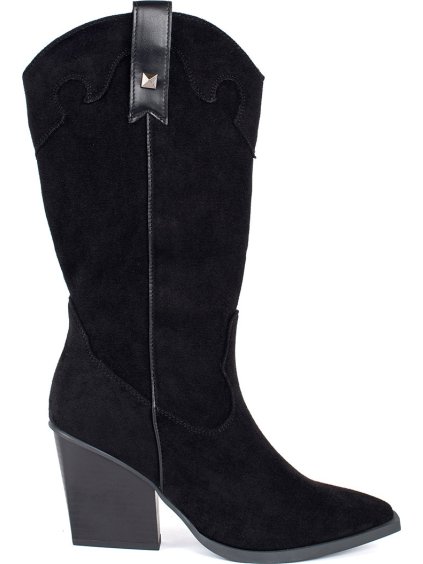 Fekete velúr női cowboy csizma