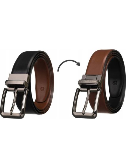 Peterson barna fekete megfordítható bőröv forgó csattal