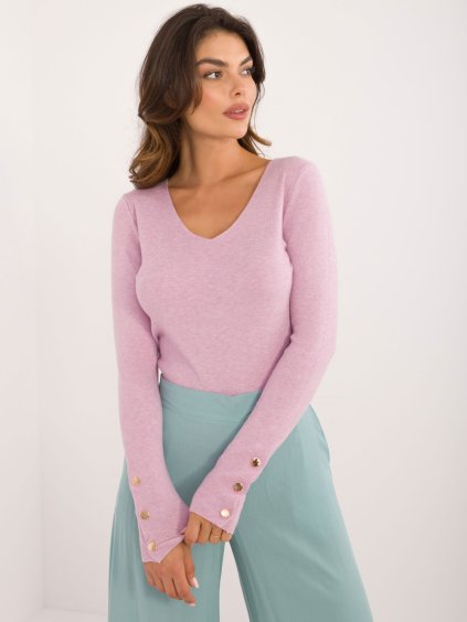 Világos rózsaszín pulóver dekoratív szegecsekkel