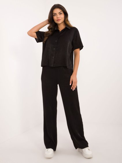 Fekete elegáns ing és hosszú nadrág szett