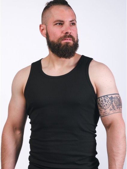 Fekete férfi bordázott felső