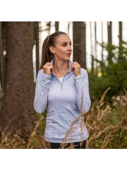 Szürke női funkcionális garbó  pelyhekkel és cipzárral