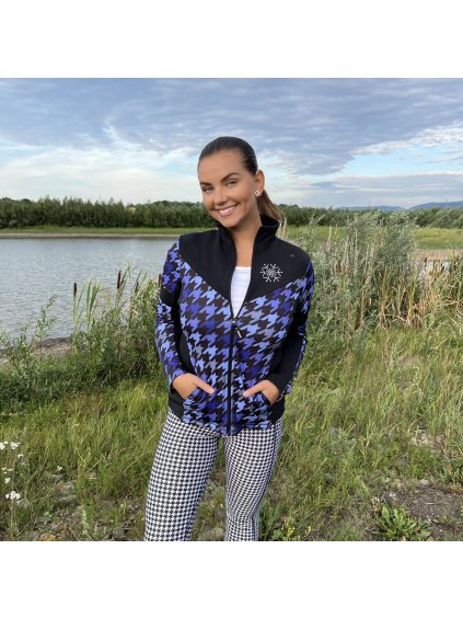 Fekete-lila női funkcionális pulóver cipzárral