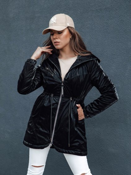 Fekete női átmeneti parkka kapucnival HENRY