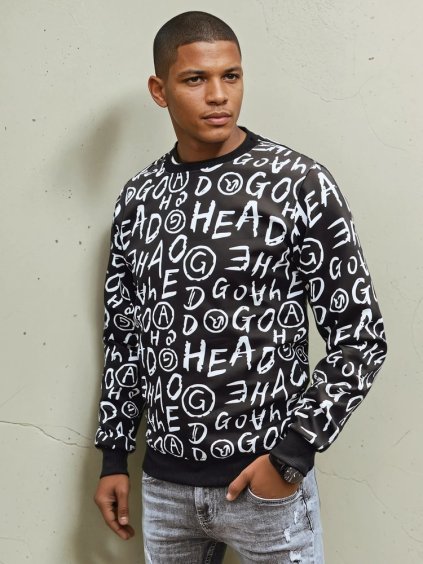 Férfi fekete kapucnis pulóver