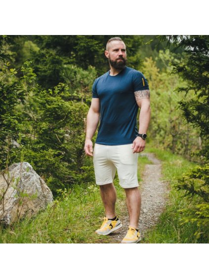 Sötétkék férfi funkcionális merinó gyapjú póló