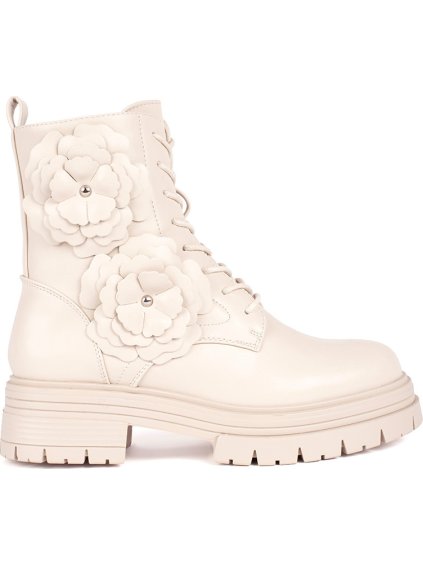 Krémszínű bélelt női worker cipő