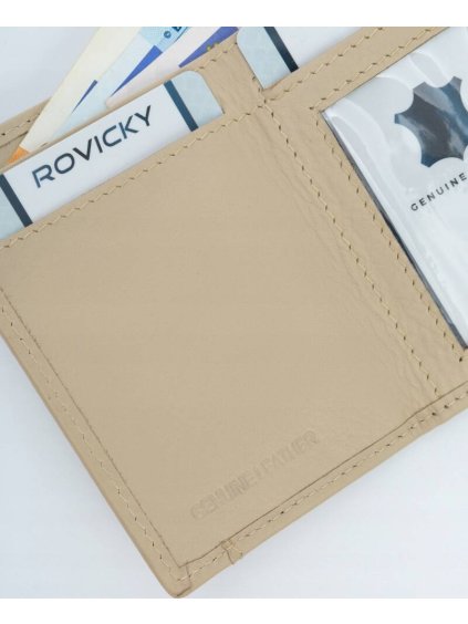 Rovicky bézs kis női pénztárca természetes bőrből V411