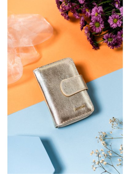 Lorenti arany színű pénztárca csillogó textúrával S321