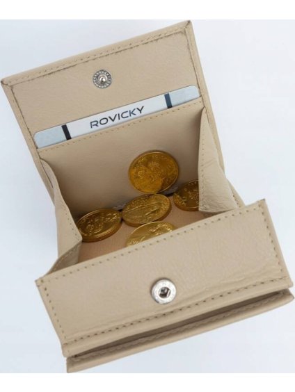 Rovicky bézs praktikus pénztárca természetes bőrből V395