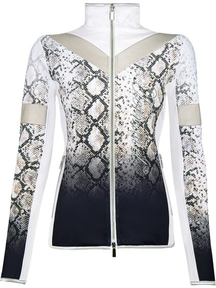 Női krémszínű pulóver kígyómintával