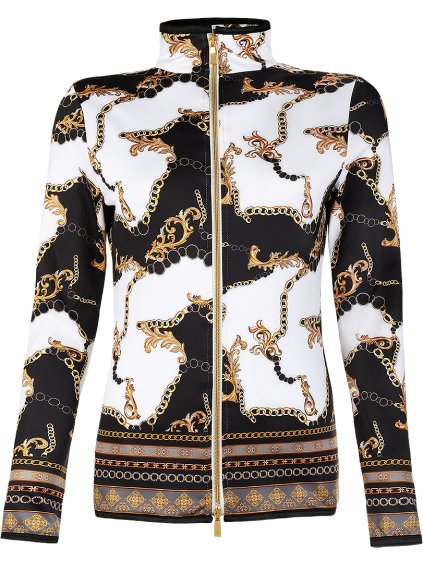 Női fehér-fekete luxus pulóver,  mintás