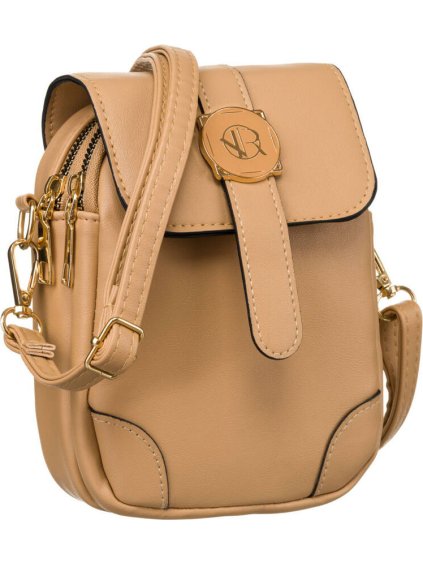 Bézs női crossbody táska fedéllel