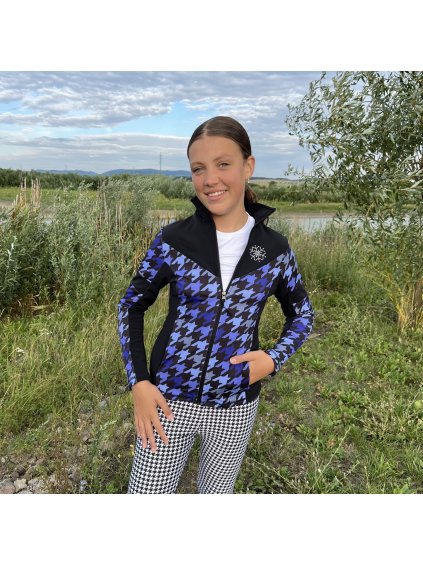 Lány fekete-lila funkcionális pulóver strasszos díszítéssel