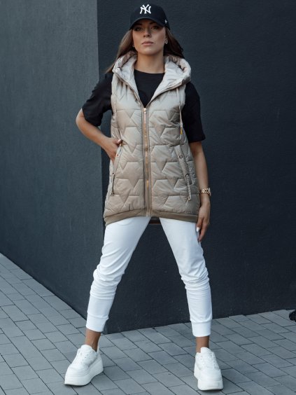 Bézs színű női steppelt mellény GLITZY