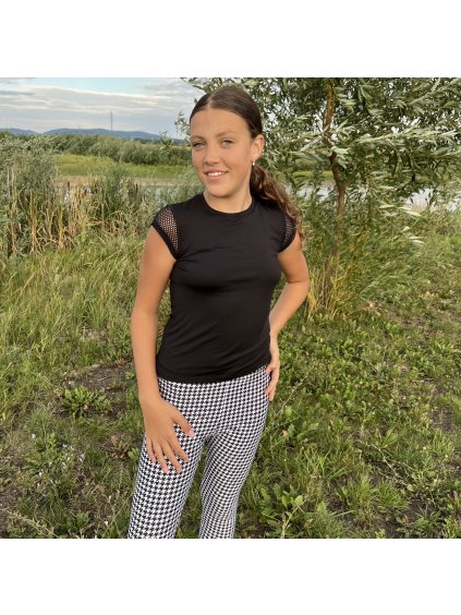 Fekete lány sportpóló, rövid ujjú