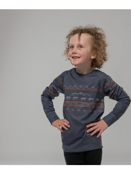 Gyermek sötétszürke termo póló téli motívummal