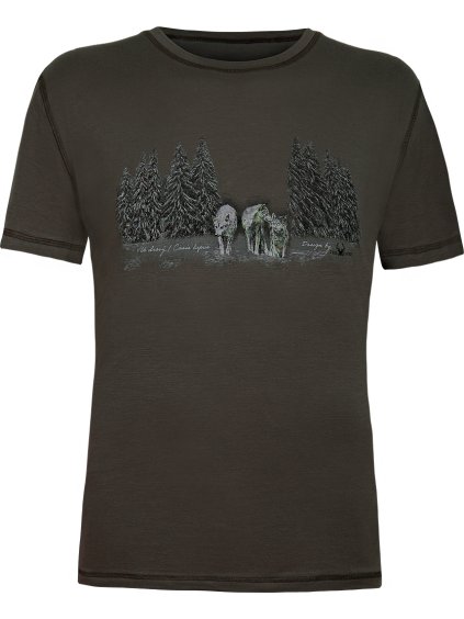 Barna férfi póló farkasfalka nyomattal