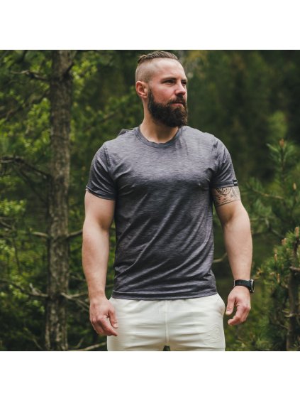 Szürke férfi sportpóló, rövid ujjú