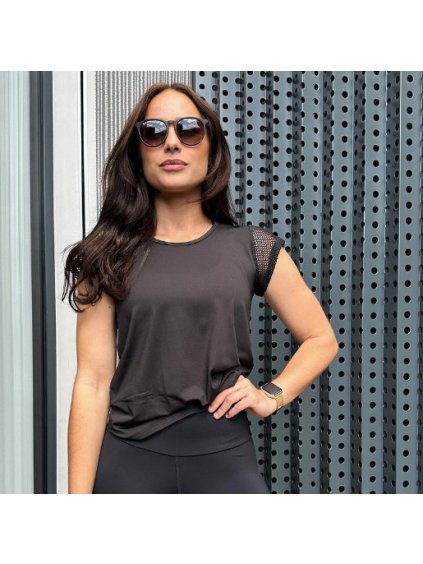 Fekete női sportpóló