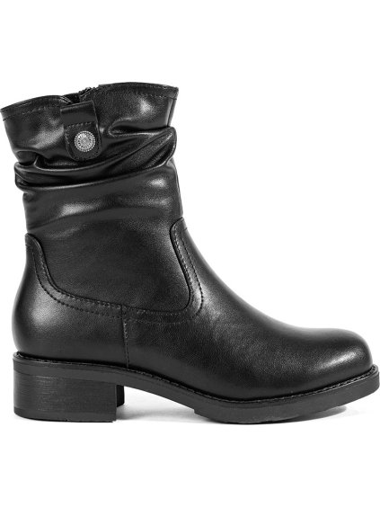 Sergio Leone fekete bőr bélelt női bokacsizma, sarok 3,5 cm