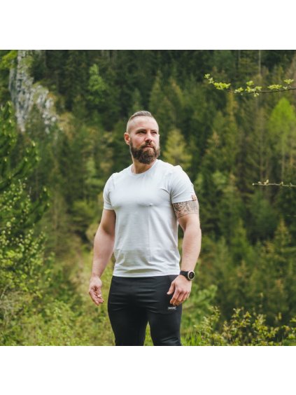 Férfi fehér funkcionális póló, rövid ujjú