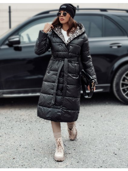 Női fekete kifordítható kabát VELVETTI