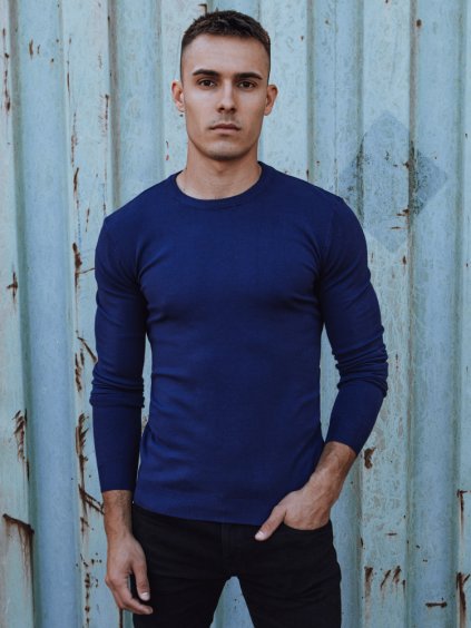 Kék férfi basic pulóver