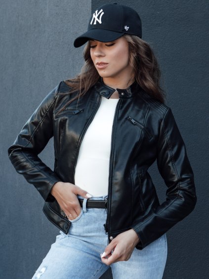 Fekete műbőr kabát KLIROS