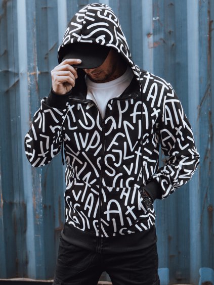 Férfi fekete pulóver nyomattal