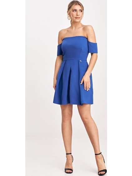 Kék női ejtett vállú ruha