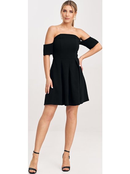 Fekete női ejtett vállú ruha