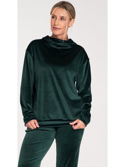 Sötétzöld velúr pulóver