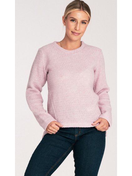 Női világos rózsaszín aszimmetrikus pulóver