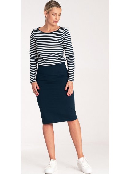 Sötétkék pamut hosszú ujjú ruha