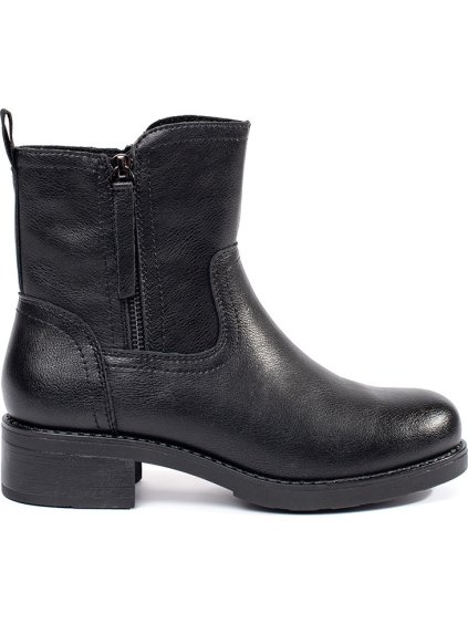 Fekete bőr női Sergio Leone bokacsizma, sarok 4 cm