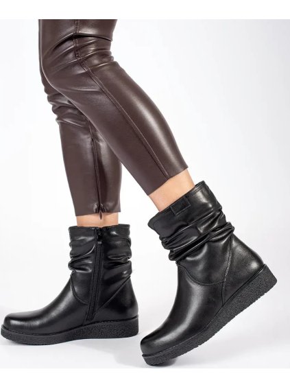 Fekete bőr női Sergio Leone alacsony éksarkú cipő, 3,5 cm-es sarok