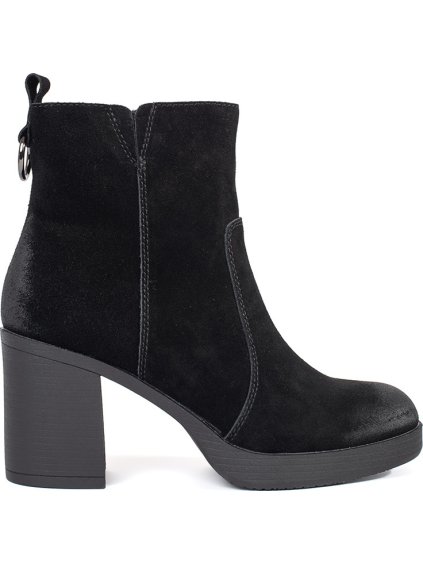 Fekete bőr női blokksarkú bokacsizma Sergio Leone, 8 cm