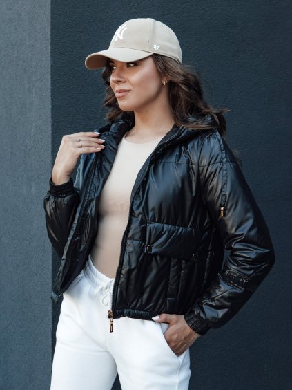 Női fekete steppelt kabát ARON