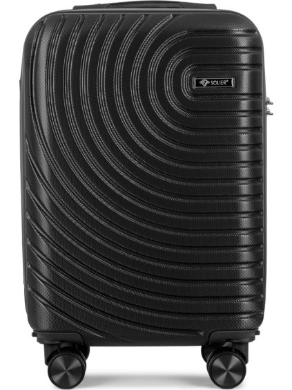 SOLIER Fekete utazóbőrönd AVENTOR 55x40x20 cm