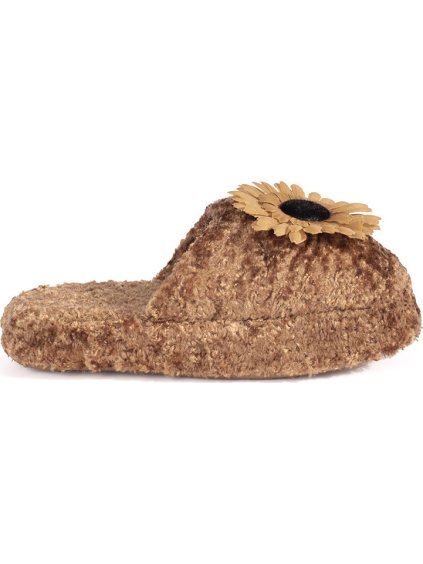 Barna gyerekpapucs dekoratív virággal